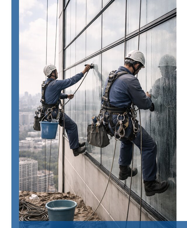 Профессиональная мойка фасадных окон альпинистами в Кемерово