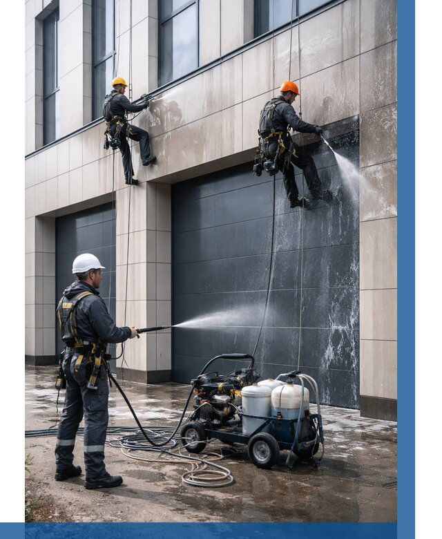 Послестроительная мойка фасада в Кемерово от 312 р. | ВЫСОТНИК-Кмр