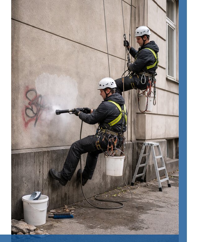 Удаление граффити с фасада в Кемерово от 4683 р. | ВЫСОТНИК-Кмр