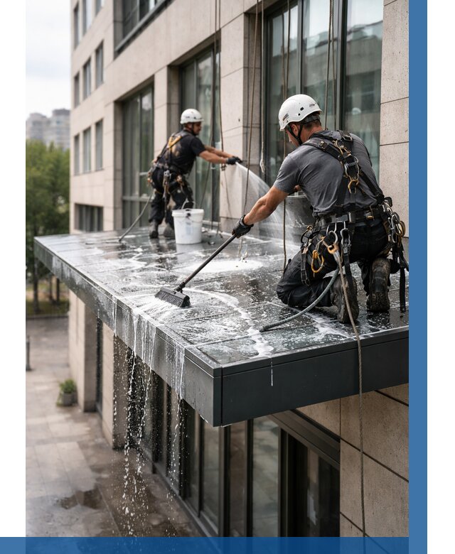 Мойка козырьков и навесов в Кемерово от 3642 р. | ВЫСОТНИК-Кмр