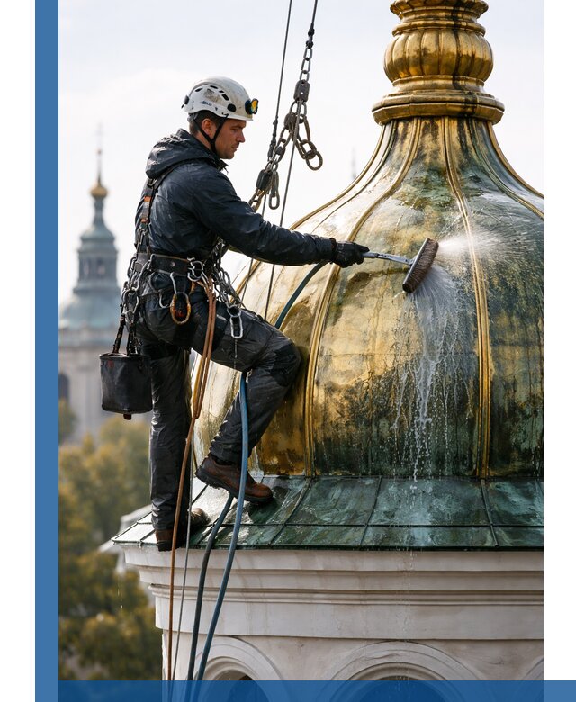 Профессиональная мойка куполов и шпилей высотными альпинистами в Кемерово
