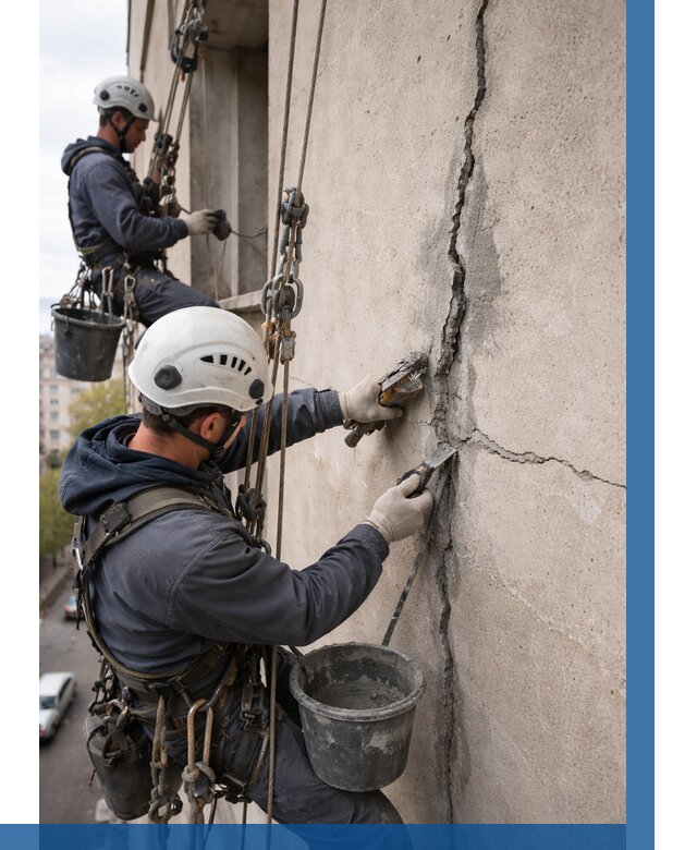 Заделка трещин на фасаде в Кемерово от 937 р. | ВЫСОТНИК-Кмр