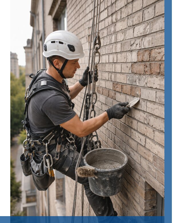 Ремонт кирпичной кладки фасада в Кемерово от 1873 р. | ВЫСОТНИК-Кмр