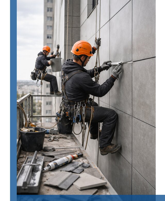 Профессиональный ремонт фасада из керамогранита в Кемерово