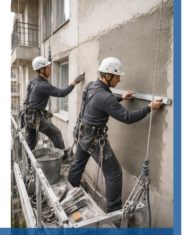 Штукатурка фасада на высоте в Кемерово от 937 р. | ВЫСОТНИК-Кмр