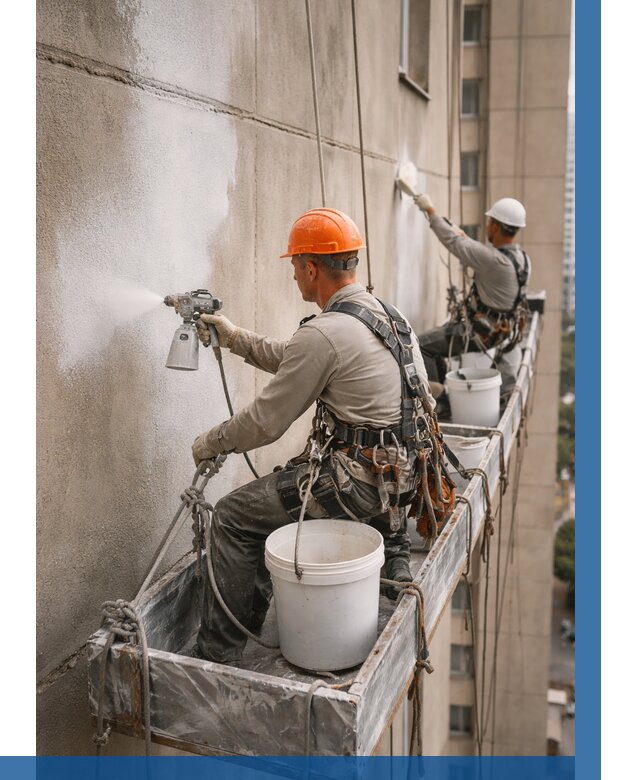 Грунтовка фасада на высоте в Кемерово от 125 р. | ВЫСОТНИК-Кмр