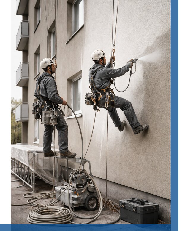 Безвоздушная покраска фасада в Кемерово от 229 р/м² | ВЫСОТНИК-Кмр