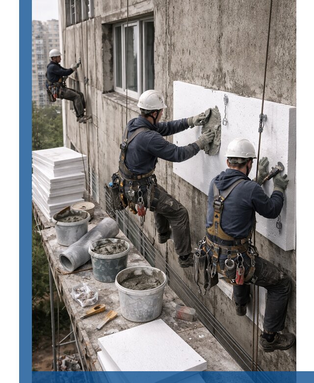 Утепление фасада пенополистиролом в Кемерово под ключ