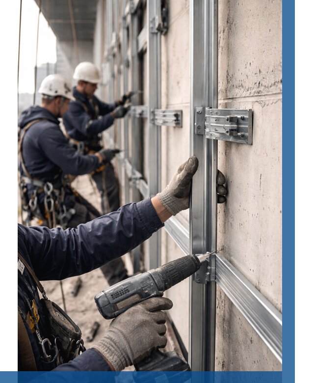 Монтаж подсистемы вентфасада в Кемерово от 885 р. | ВЫСОТНИК-Кмр