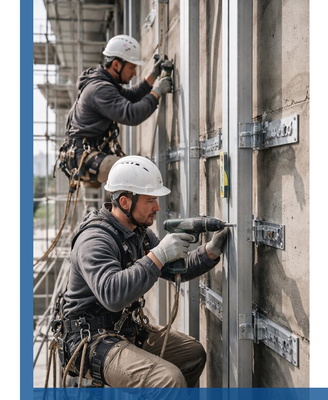 Монтаж и крепление подсистемы вентфасада в Кемерово