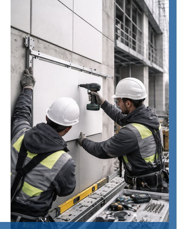 Монтаж композитных панелей фасада в Кемерово от 2602 р. | ВЫСОТНИК-Кмр