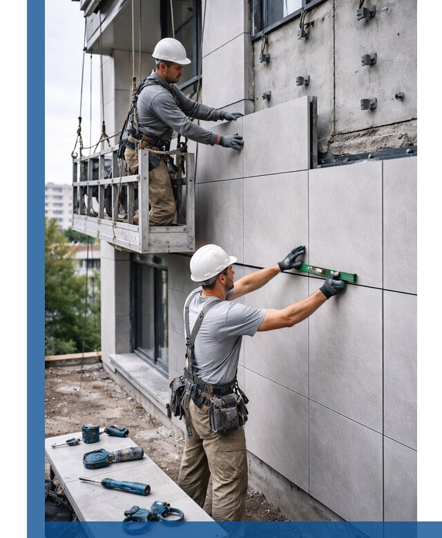 Монтаж керамогранита на фасад в Кемерово под ключ с гарантией качества