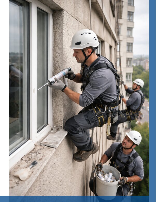 Герметизация оконных швов снаружи в Кемерово от 1561 р. | ВЫСОТНИК-Кмр