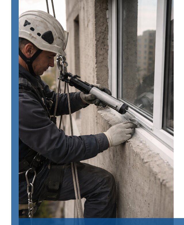 Герметизация оконных швов снаружи в Кемерово профессионально