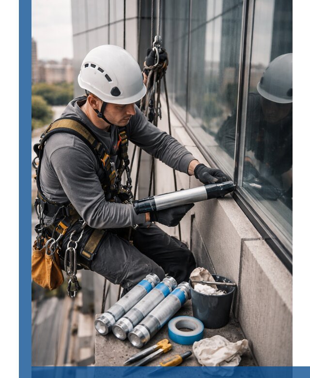 Герметизация стыков витража в Кемерово для герметичных фасадов