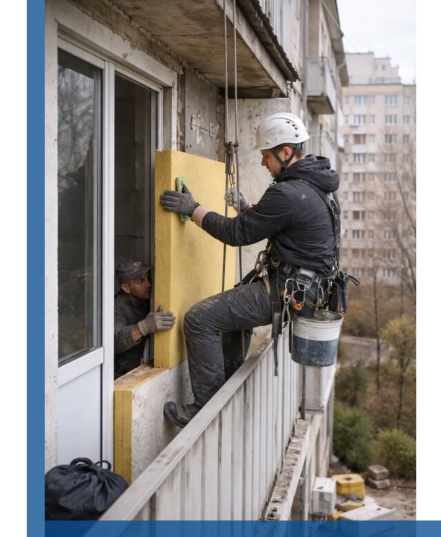 Профессиональное утепление балкона снаружи в Кемерово под ключ