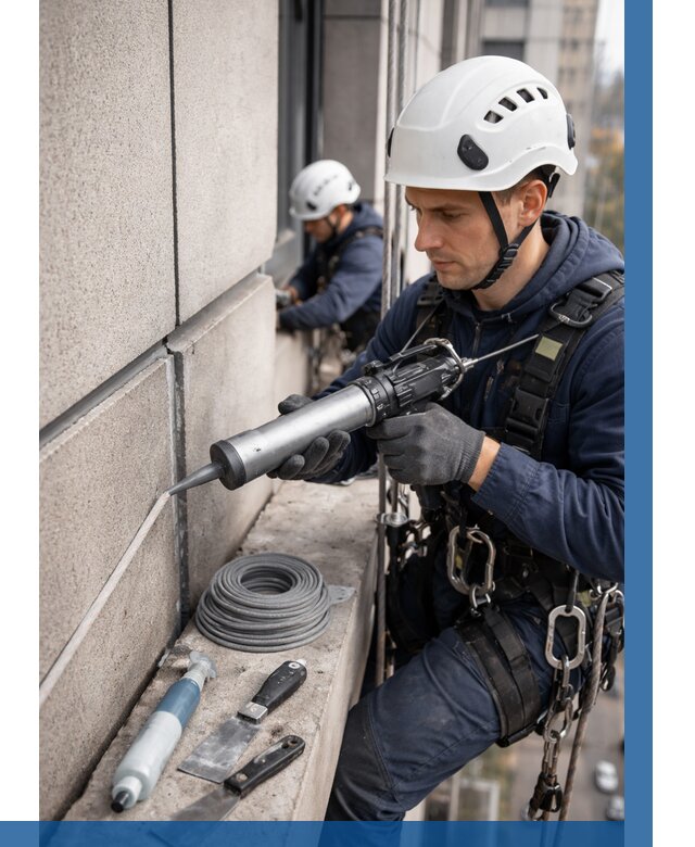 Герметизация деформационных швов фасада в Кемерово от 728 | ВЫСОТНИК-Кмр