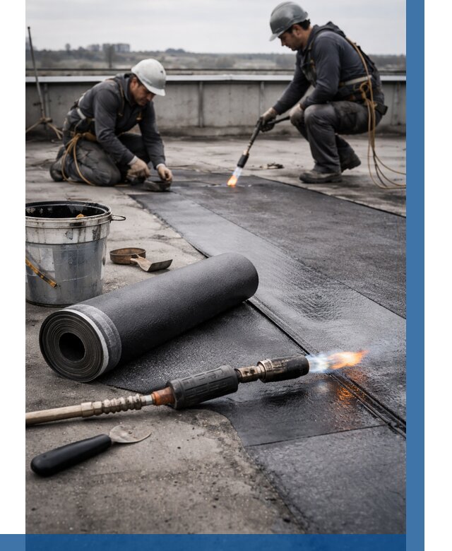 Ремонт рулонной кровли в Кемерово от 676 р. | ВЫСОТНИК-Кмр