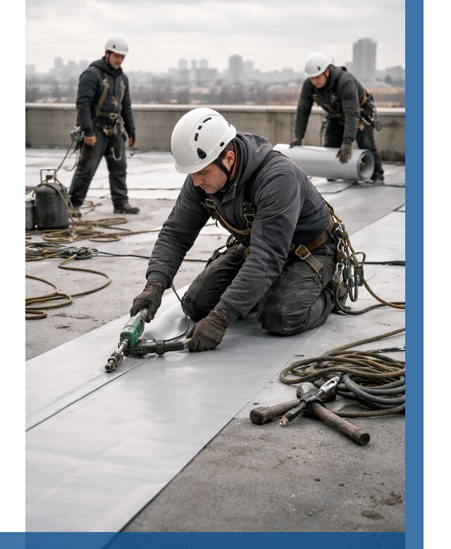 Ремонт мембранной кровли в Кемерово от 1873 р./м2 | ВЫСОТНИК-Кмр