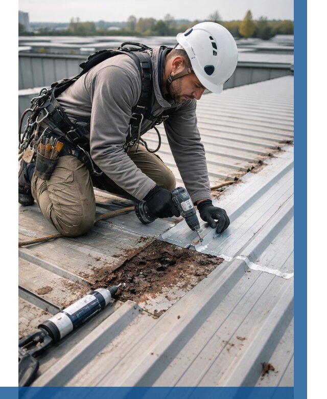 Ремонт профнастила на кровле в Кемерово от 728 р. | ВЫСОТНИК-Кмр