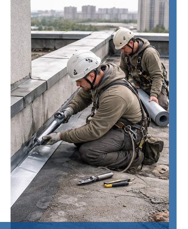 Ремонт кровельных примыканий в Кемерово от 1249 р. | ВЫСОТНИК-Кмр