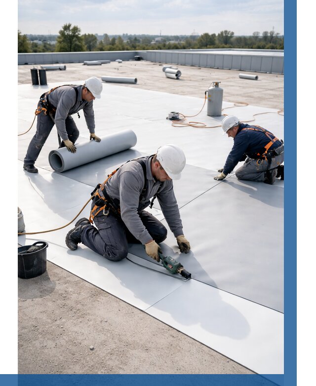 Монтаж мембранной кровли под ключ в Кемерово от 1249 р. | ВЫСОТНИК-Кмр