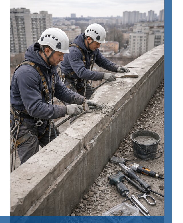 Ремонт парапета на кровле в Кемерово от 1561 р. | ВЫСОТНИК-Кмр