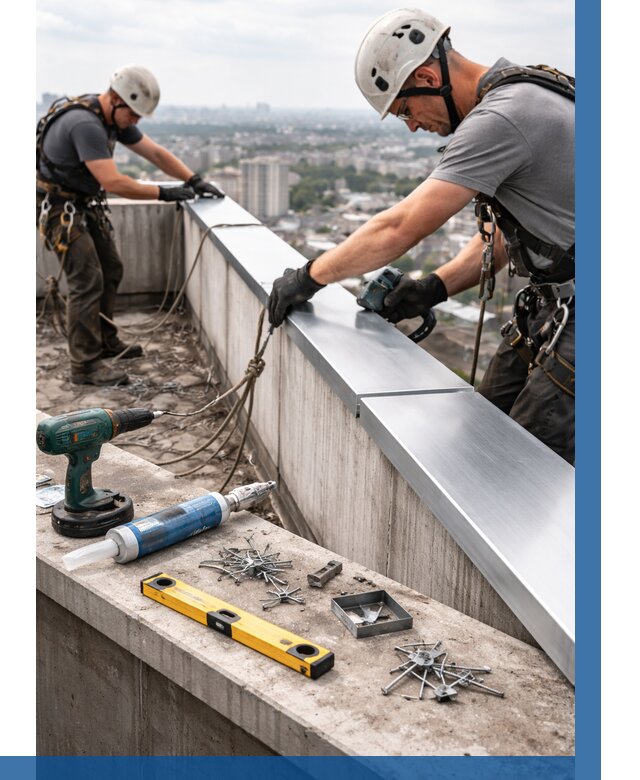 Монтаж парапетных крышек в Кемерово от 832 р. | ВЫСОТНИК-Кмр