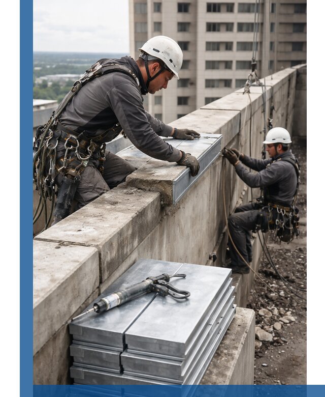 Замена парапетных крышек и установка новых в Кемерово