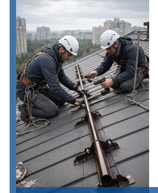 Монтаж снегозадержателей на кровле зданий в Кемерово под ключ