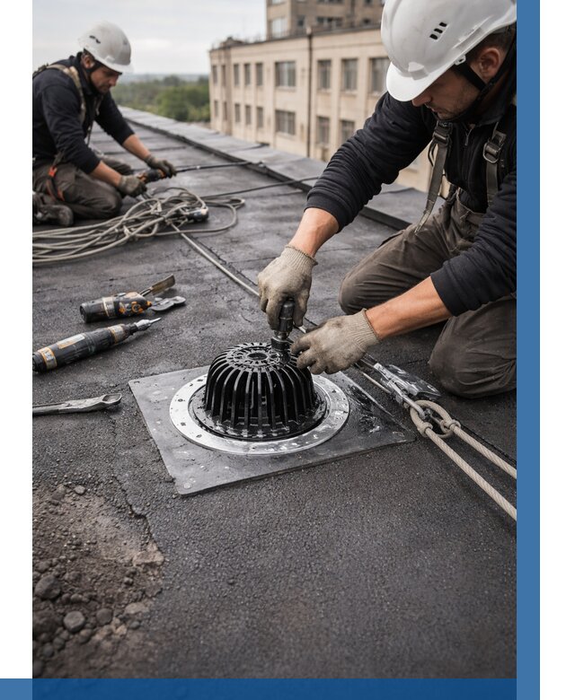 Установка водосточных воронок в Кемерово цена от 3642 р. | ВЫСОТНИК-Кмр