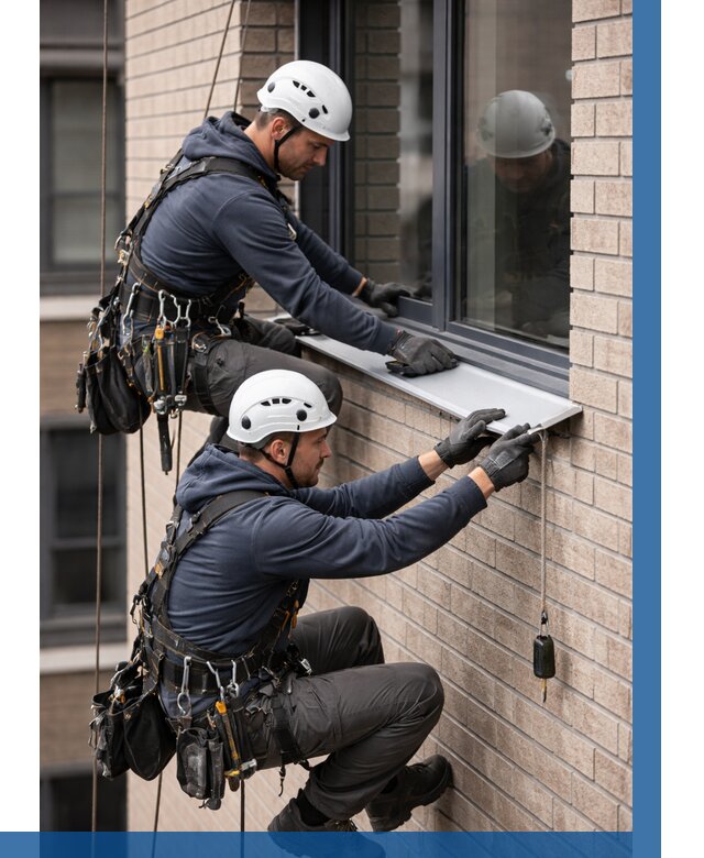 Монтаж оконных отливов под ключ в Кемерово от 3642 р. | ВЫСОТНИК-Кмр