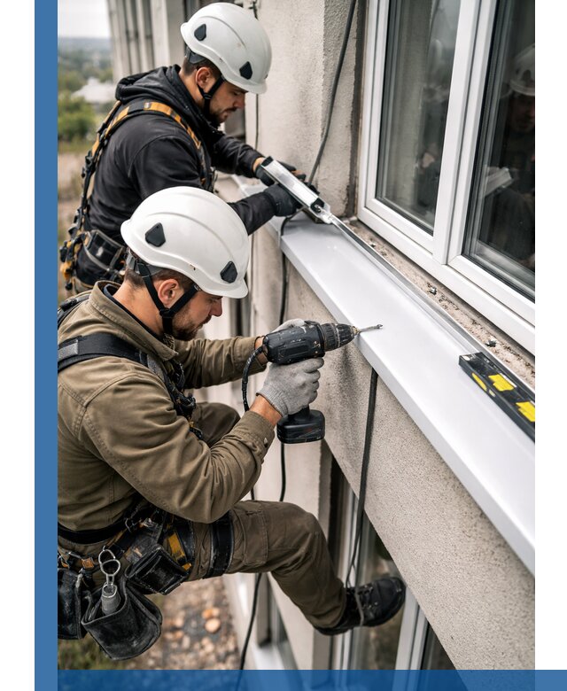 Профессиональный монтаж оконных отливов и отведения воды в Кемерово