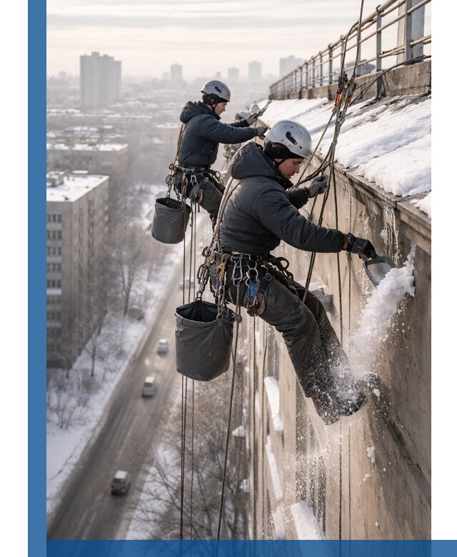 Очистка карнизов от снега в Кемерово профессионально и безопасно