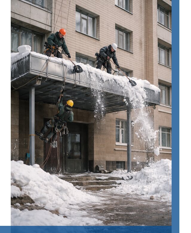 Очистка козырьков от снега в Кемерово от 3642 р. | ВЫСОТНИК-Кмр