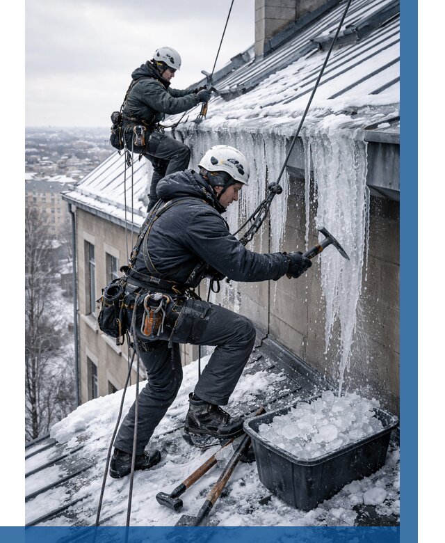 Удаление наледи с кровли в Кемерово от 5723 р. | ВЫСОТНИК-Кмр