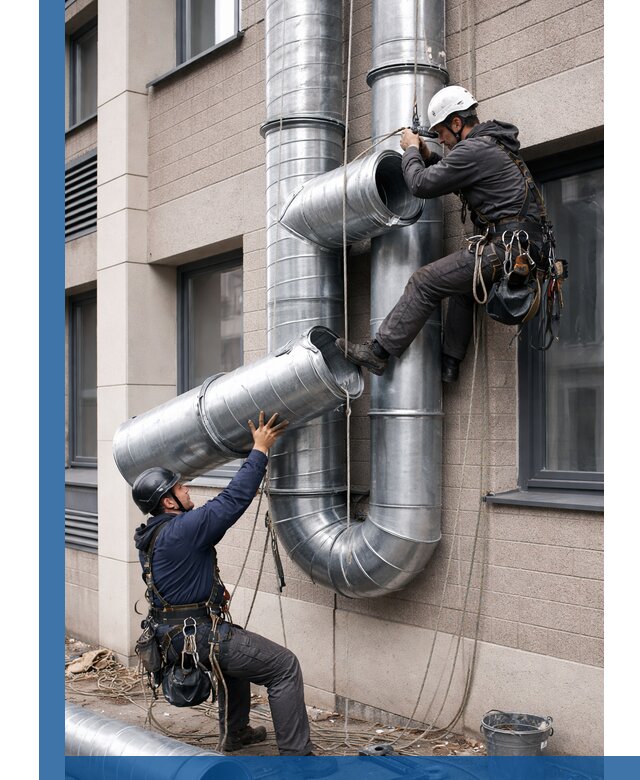 Монтаж фасадных воздуховодов в Кемерово с герметизацией и крепежом