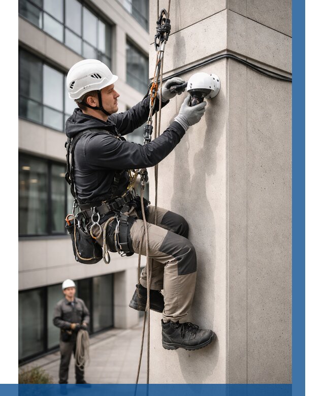 Монтаж камер видеонаблюдения на фасаде в Кемерово от 8845 р.-ВЫСОТНИК-Кмр