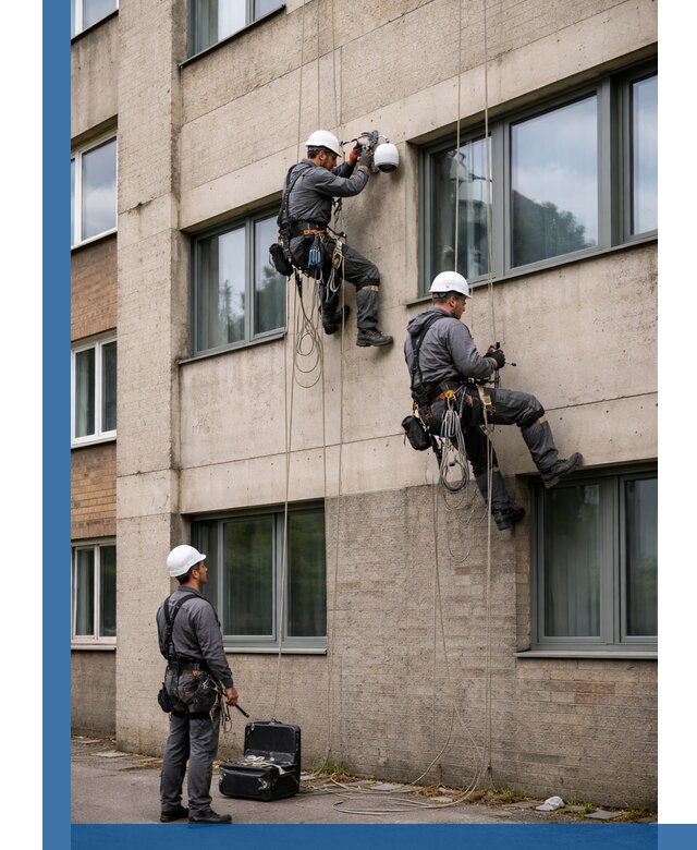 Монтаж фасадных камер видеонаблюдения в Кемерово под ключ