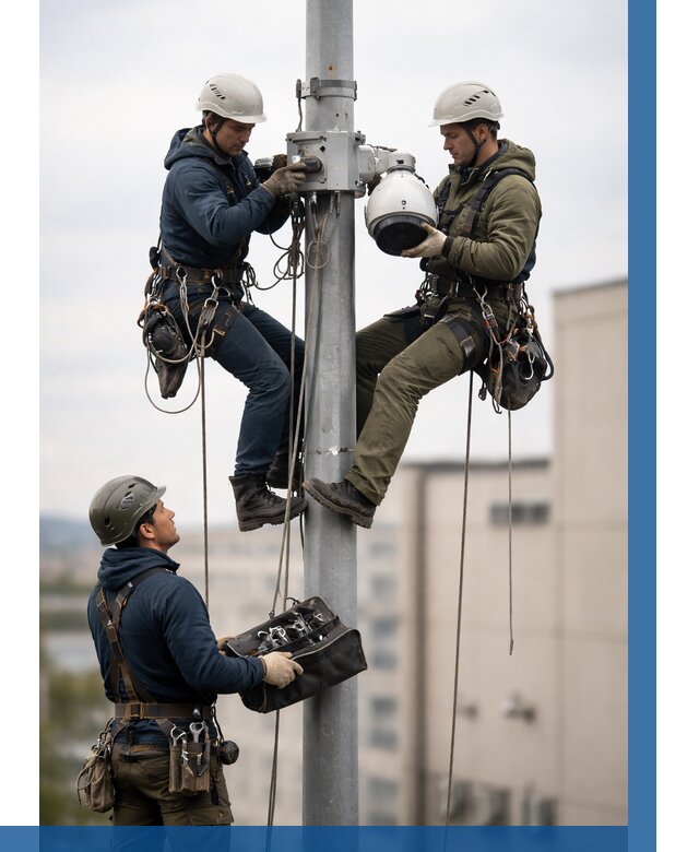 Установка видеокамер на мачте в Кемерово от 8845 р. | ВЫСОТНИК-Кмр