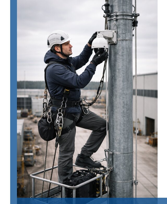 Профессиональная установка видеокамер на мачте в Кемерово