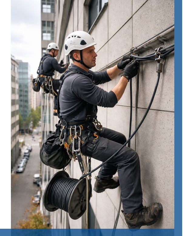 Прокладка кабеля по фасаду в Кемерово от 364 р. | ВЫСОТНИК-Кмр