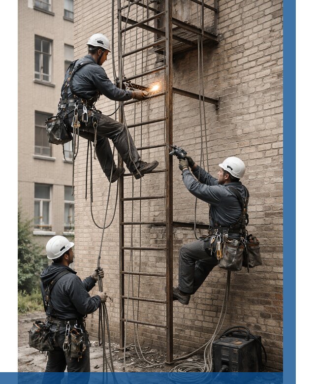 Ремонт пожарной лестницы в Кемерово от 7805 р. | ВЫСОТНИК-Кмр