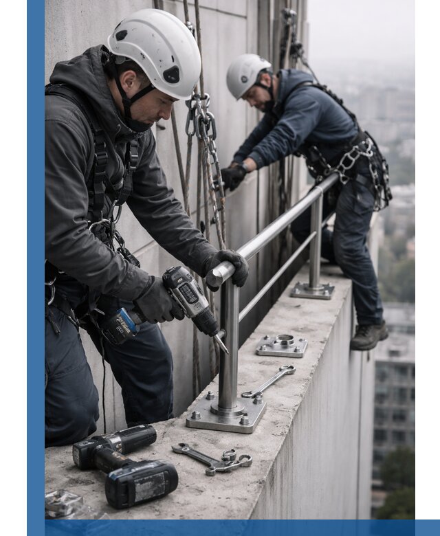 Монтаж перил на высоте в Кемерово для жилых и промобъектов