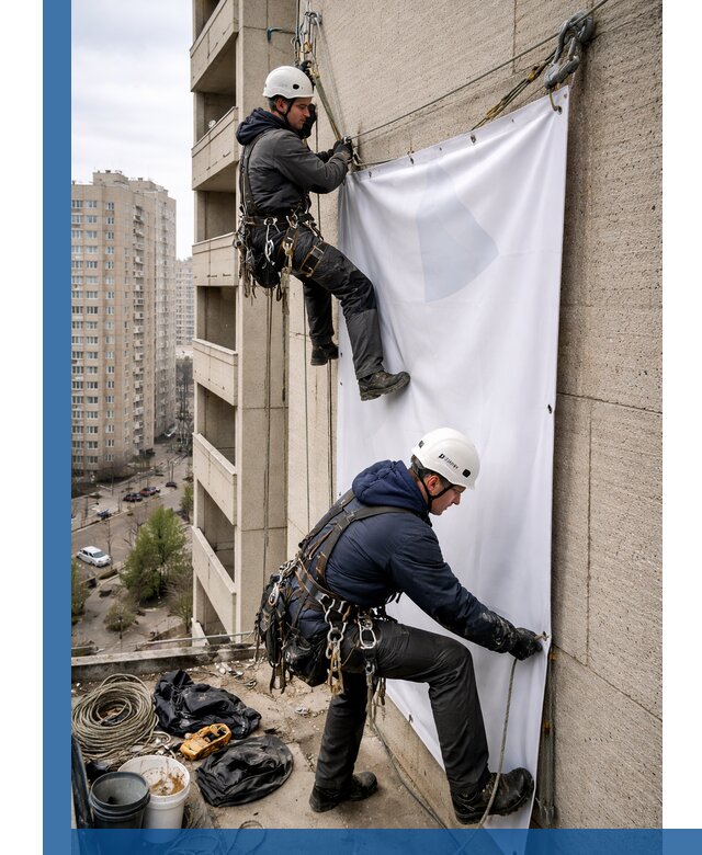 Профессиональный монтаж баннеров на фасаде в Кемерово