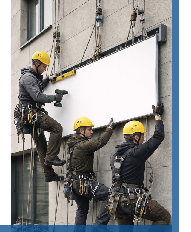 Монтаж рекламной вывески в Кемерово от 8325 р. | ВЫСОТНИК-Кмр