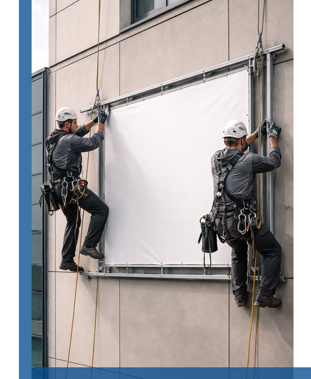 Монтаж наружной рекламной вывески в Кемерово под ключ