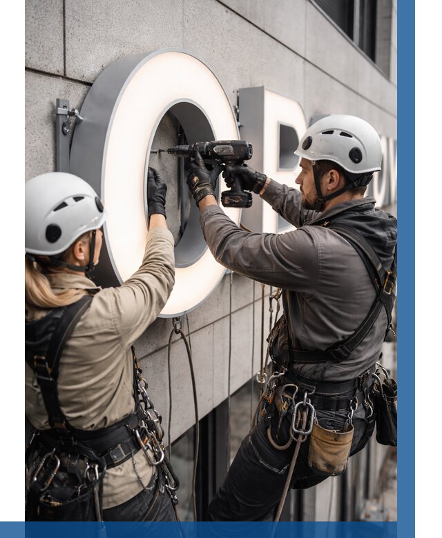 Монтаж световых букв в Кемерово от 3122 р. под ключ ВЫСОТНИК-Кмр