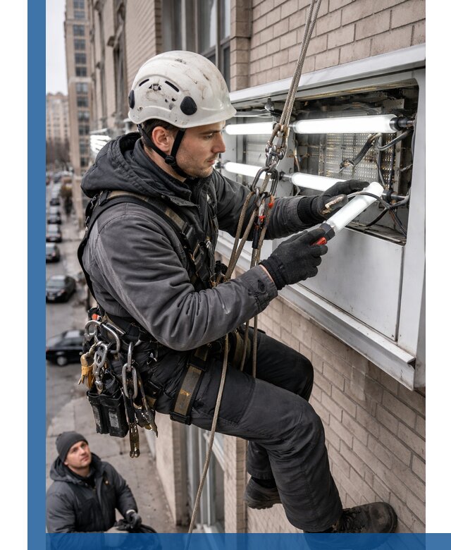 Профессиональная замена ламп в наружной вывеске в Кемерово