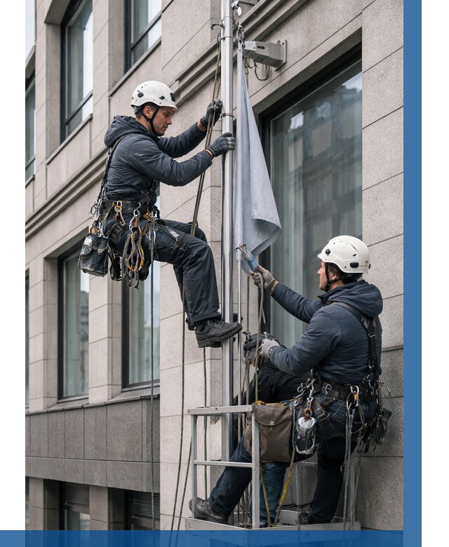 Установка флагов на фасаде в Кемерово от 4683 р. | ВЫСОТНИК-Кмр